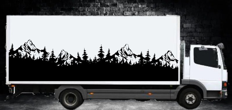 46363A Wald und Berglandschaft Silhouette LKW
